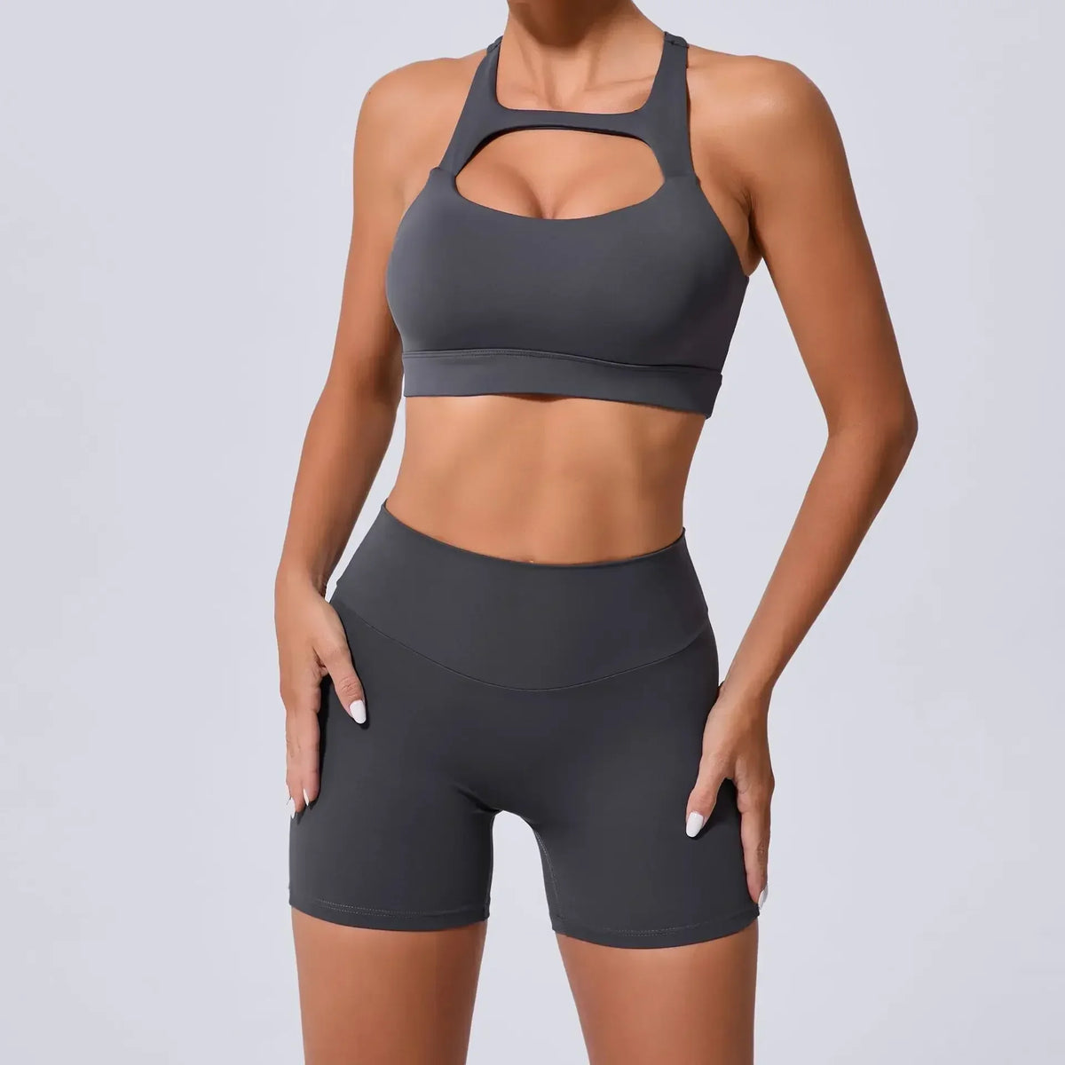 Seamless Yoga Sets Sports Fitness Peach Hip-lifting Pocket Shorts Cross Beauty Back Vest Suits Workout Gym Shorts Sets for Women