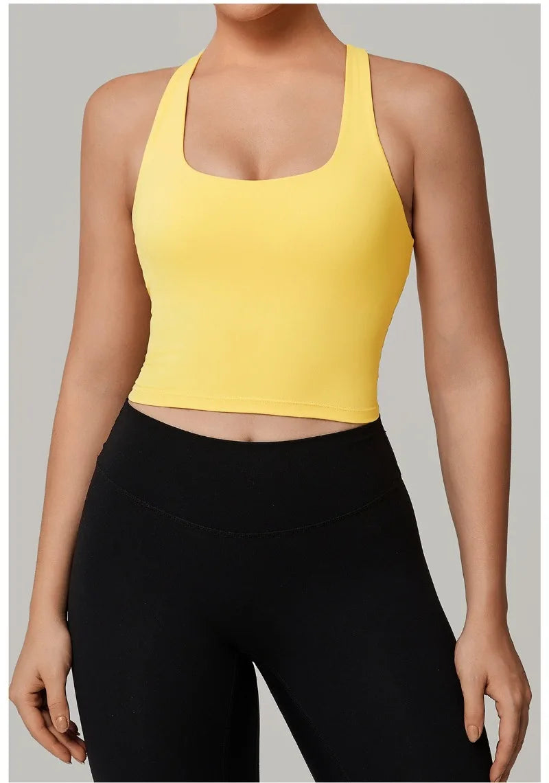 Women's Nude Yoga Vest Slim Fit Beautiful Back Sports Top Running Casual Fitness Tight Top