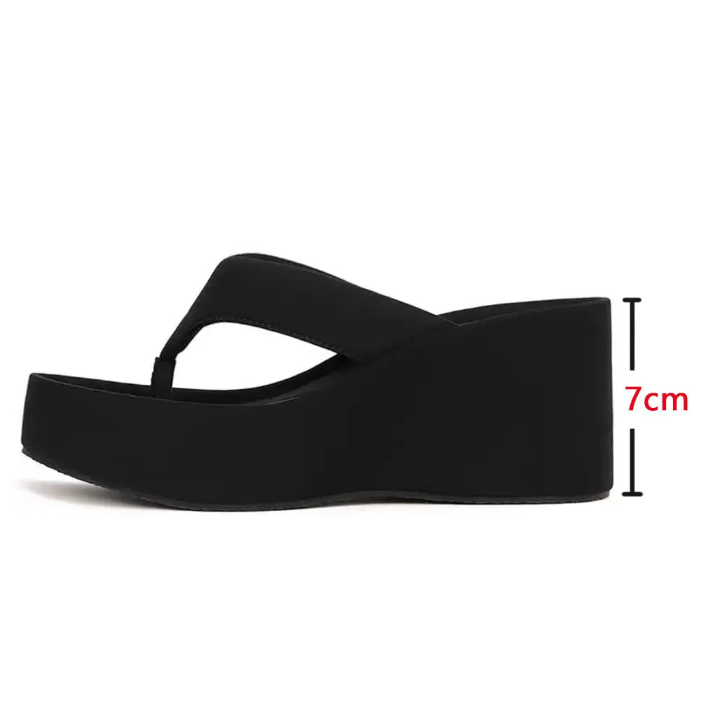 2026 Brand New Flip Flops Sandal Summer Black Platform Sandals Women Outdoor Slipper Wedges Slides 10cm High Heels Shoes Mules