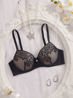 Elegant Women Lace Bra Contrast Color Underwire Push Up Brassiere Sexy Everyday Comfort Ladies Lingerie