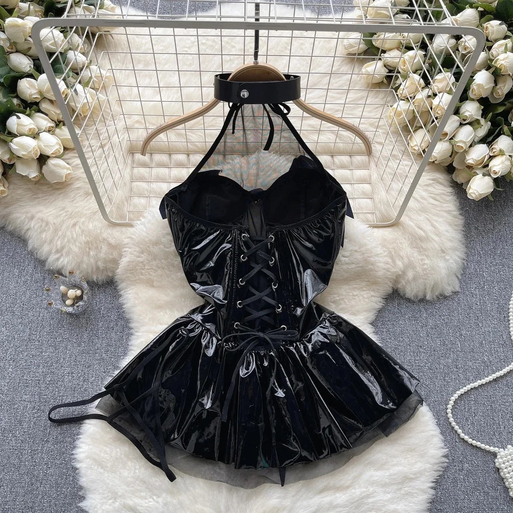Cute LolitaMaid Bunny Costume Set With Apron Ruffle Cosplay VacationPerfect Halloween Outfit Halter Dress Set Outfit Style