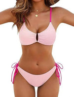 2026 Multicolor Textured Adjustable Tie Side Push Up Sexy Bikini Padded Swimwear For Women Beach Bathing Suit