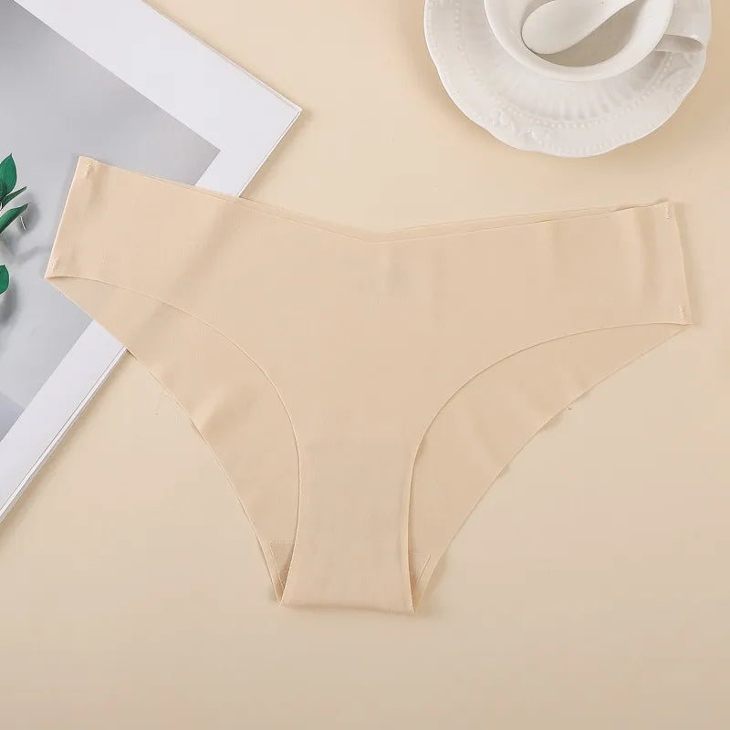 1Pack Women Low-Rise V-Front Ice Silk Seamless Briefs Panties Invisible No Lines Underwear Summer Soft Sexy Lingerie XS-XL