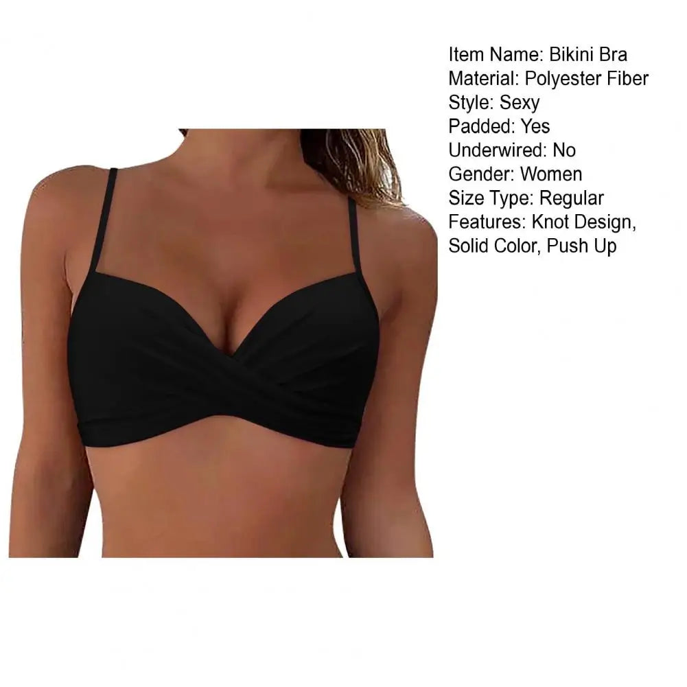 Sexy Bikini Tops Backless Butterfly Hook Design V-Neck Front Knotted Swimwear Tops Backless Bikini Bra