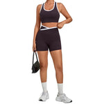 Women's Seamless Yoga Sets Sports Fitness High Waist Hip-lifting Shorts Back Beauty Sleeveless Suits Gym Training Workout Sets