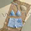 Sequin Starfish light blue Texture Swimwear Sexy Halter String Triangle Bikinis Sets Shorts Bottoms Woman Swimsuit 2026 Bikini