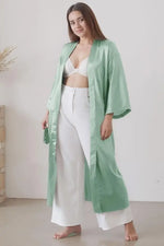 Women's Satin Robe Belted Elegant Solid Color Silky Comfort Bathrobe Loungewear
