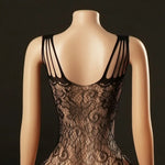 Sexy Bodysuit With Hollowed-out Chest Mesh Sexy One-piece Jacquard Open-crotch Halter Neck Backless Deep V Sleeveless Charm 57AF