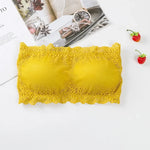 Women Floral Lace Tube Top Wireless Bra Sexy Lingerie Strapless Bralette Solid Color Crop Top Female Padded Bandeau Padded Bra