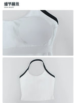 New Contrasting Striped Yoga Sets Women Hanging Neck Slim Sports Vest Gym Outfits High Waist Pocket Pants Running Fitness Suits