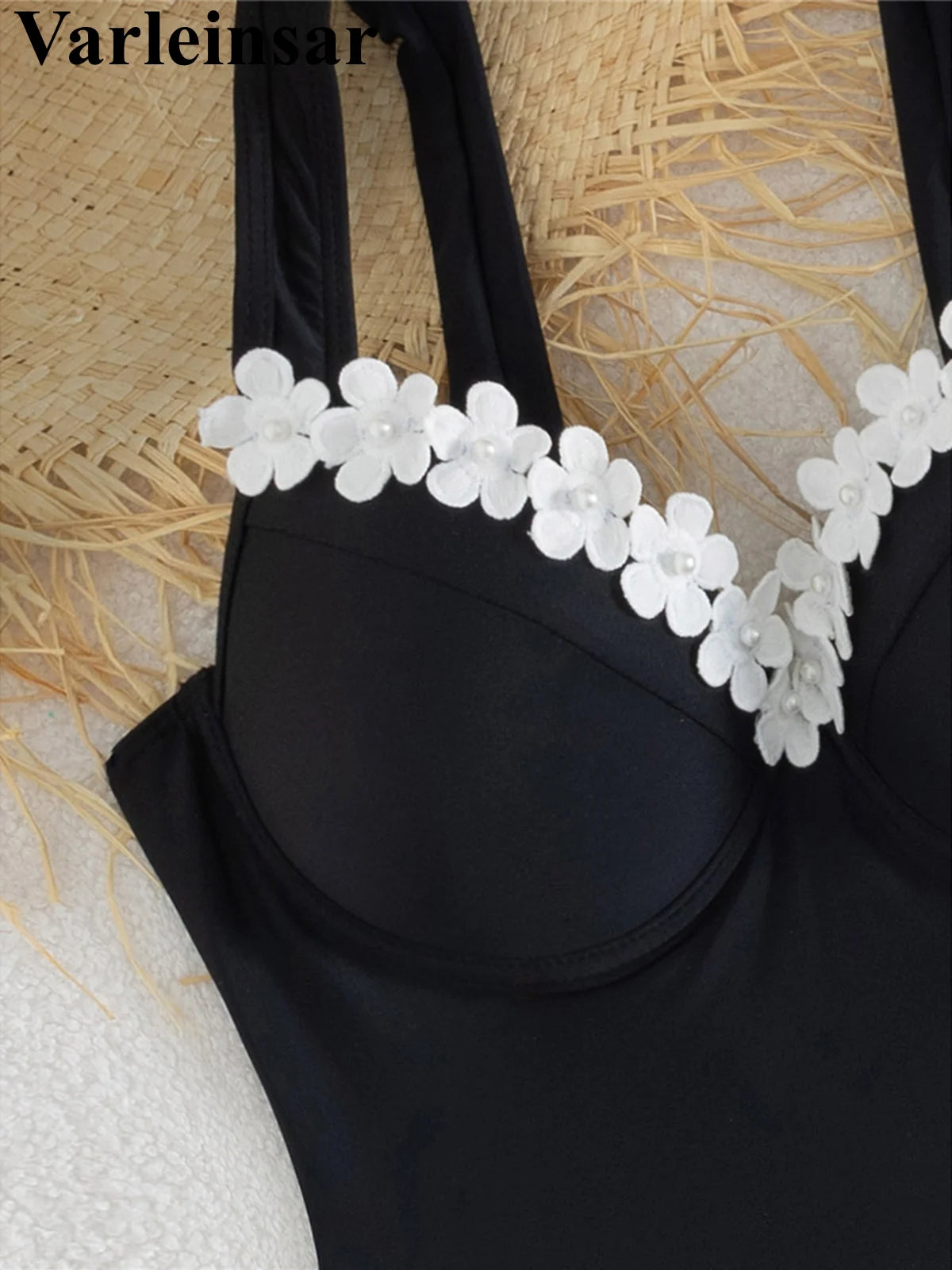 S - XL New 3D Flowers With Skirt Underwired Women Swimwear One Piece Swimsuit Female High Cut Leg Bather Bathing Suit Swim V7865