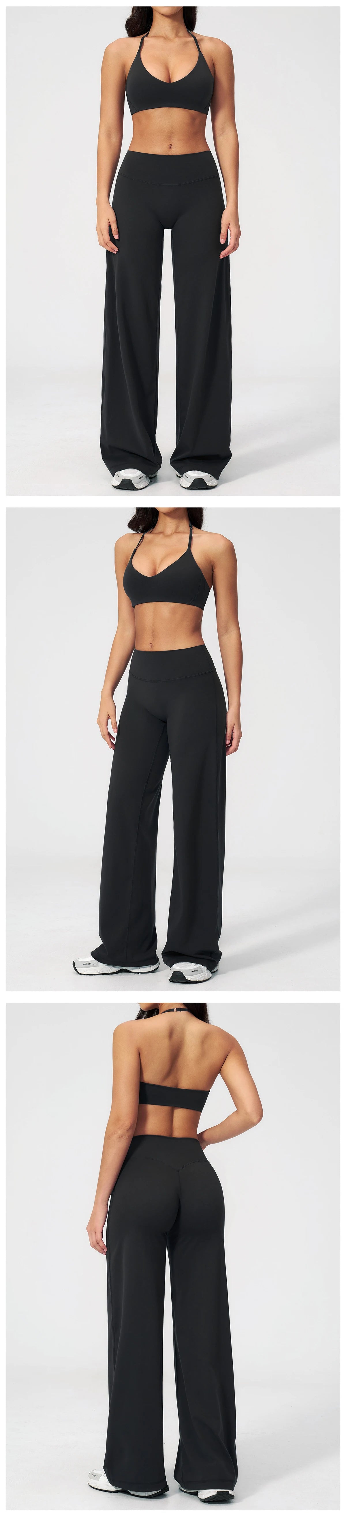 Women's Fitness Set Gym Tracksuit Breathable Sports Bra Flared Trousers Suit Workout Clothing Sportswear Female Athletic Wear