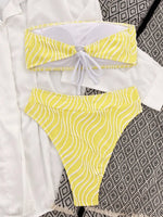 DEKA Sexy High Waisted Brazilian Strapless Boob Tube Top Bikini Set Solid Swimsuit Two Pieces Swimwear Beachwear Women's Biquini