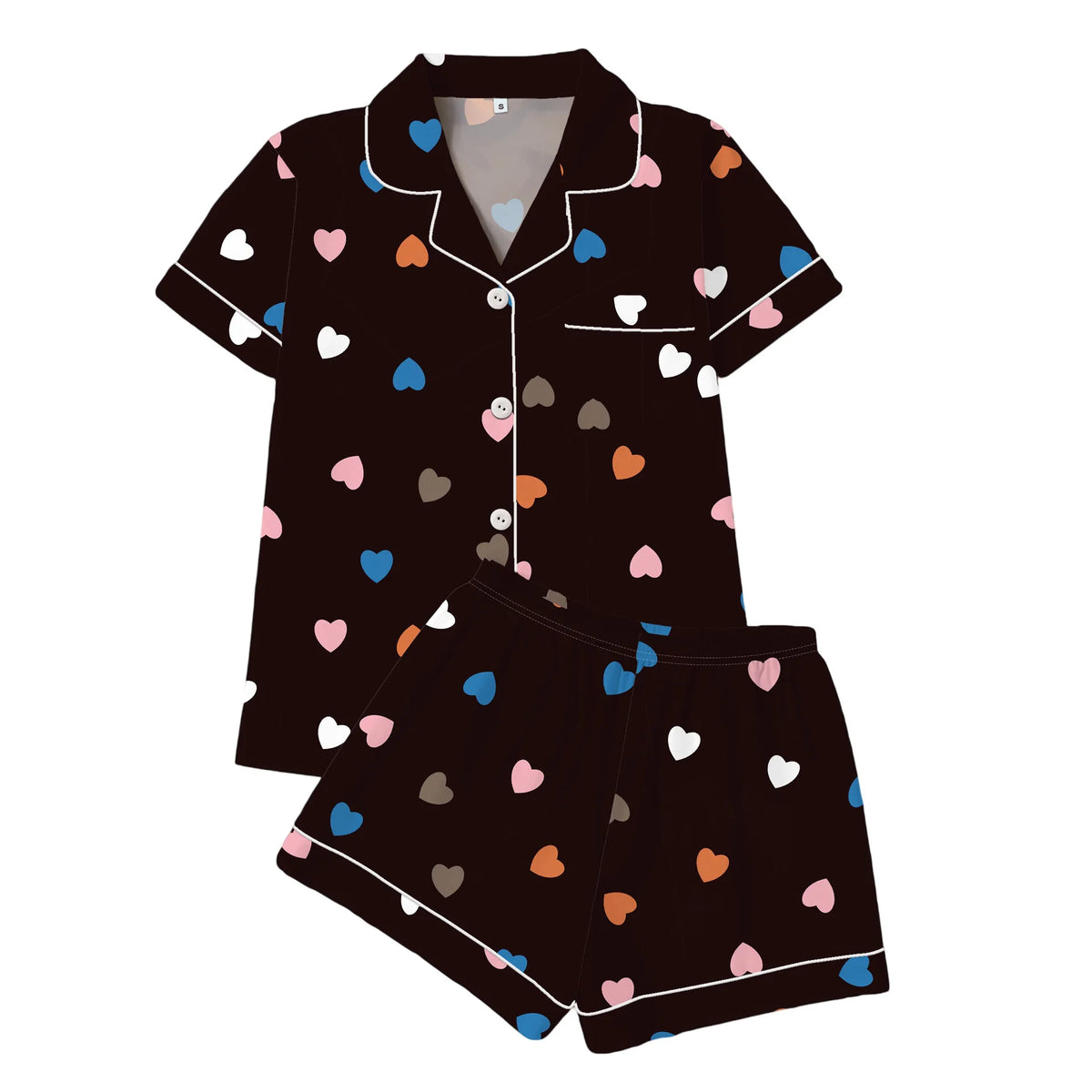 Women's Sleepwear Women's Comfort Printed Pajamas Set Milk Silk Cardigan Short Sleeve Shorts Homewear Set