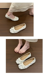 2026 New Polka Dot Women Ballet Flats Comfort Round Toe Shoes Street Style Soft Sole Ladies Eelgant Dress Slip on Loafers Shoes