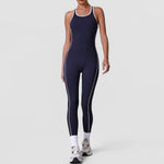 High Stretch Body Shaping Yoga Jumpsuit Women Black Patchwork Hollow Out Back Cross Fitness Sports One Piece Workout Bodysuits