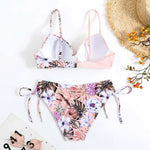 2025 Push Up Bikini Printed Swimsuit Women Sexy Strappy Swimwear Female Color Block Bathers Bathing Swimming Swim Suit Beachwear