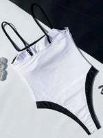 Splicing Vintage Retro High Leg Cut Female Swimwear One Piece Swimsuit Women Monokini Full Back Bathing Suit Swim Beach Bodysuit