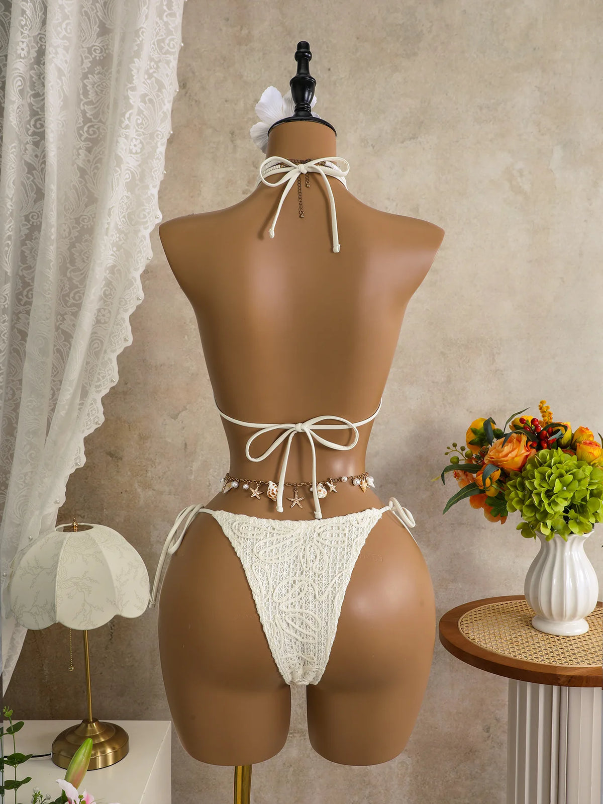 Vintage Pink Mesh Skirt 3 Piece Bikini Set Women Stone Strap Push Up Bra Triangle Swimsuit Holiday Bathing Suit Swimwear 2026