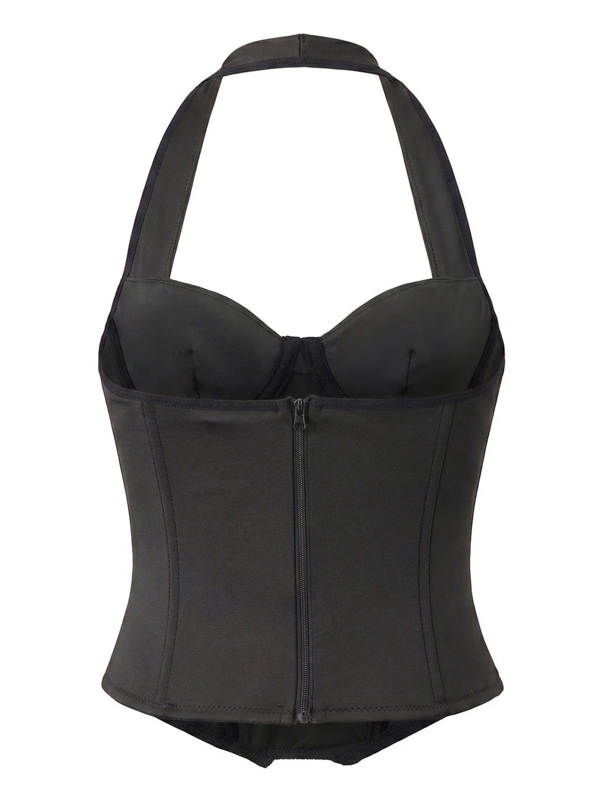 Women's Retro Corset Tops Open Back Halter Sleeveless Fishbone Slim Fit Tank Tops Summer Chic Vest