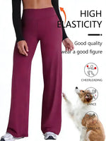 Soft Sports Straight Leg Pants Womens Mid Waist Yoga Trouser Fitness Workout Leggings Naked Feeling Pilates Running Sweatpants