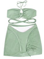 3 Pieces Criss Cross Halter Bikini 2026 Women & Beach Skirt Swimwear Female Sexy Swimsuit Beachwear Bathing Swimming Suit