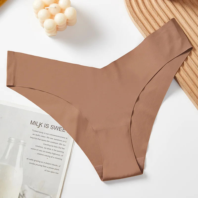 1 Pcs Women Summer Seamless Panties Breathable Low Waist Briefs Sexy Solid Silk Underwear Panty Female Intimates Lingerie
