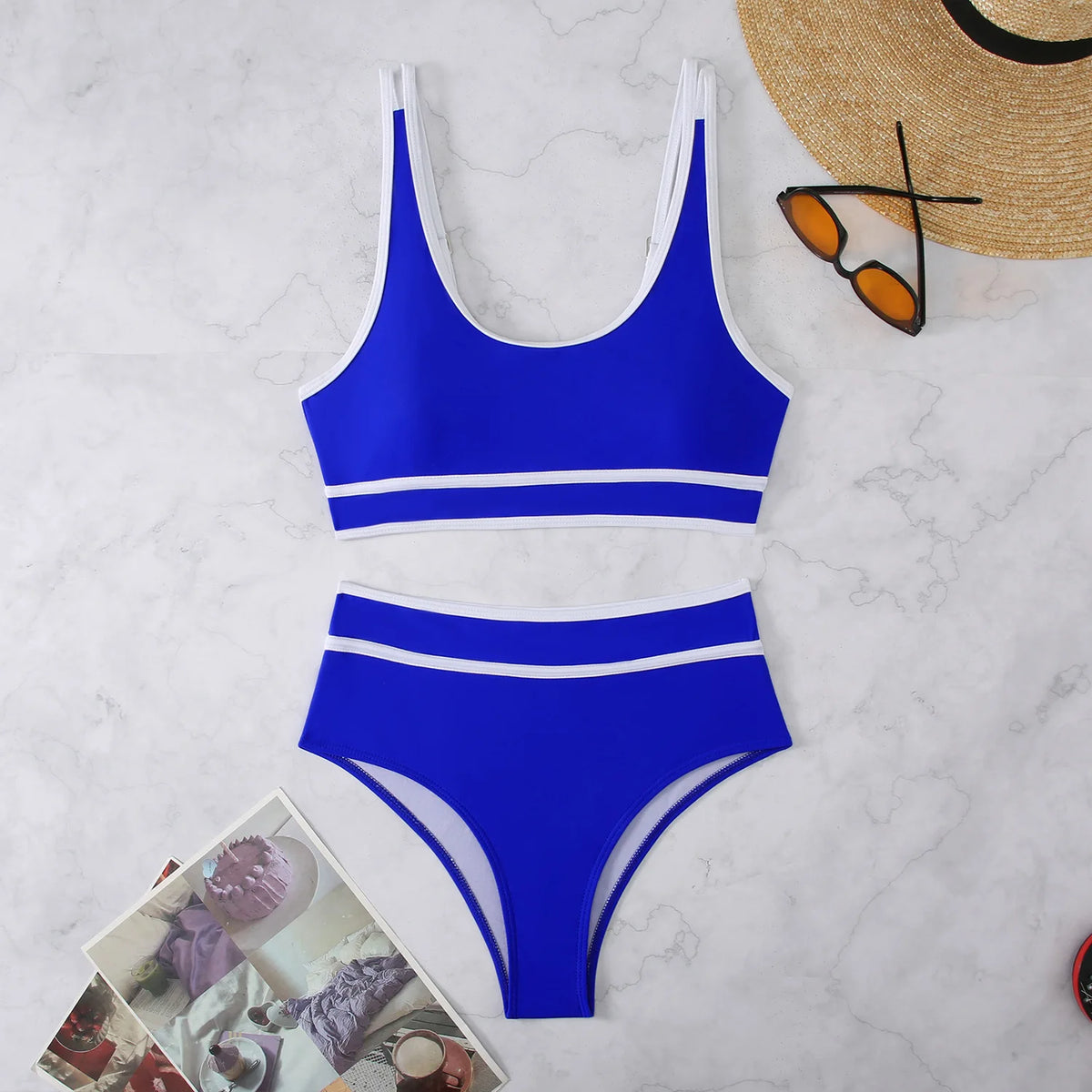 Contrast Binding Bandeau Bikinis 2024 Women Sexy Thong Swimsuit Push Up Swimwear Female Bathing Suit Swimming Summer Beachwear