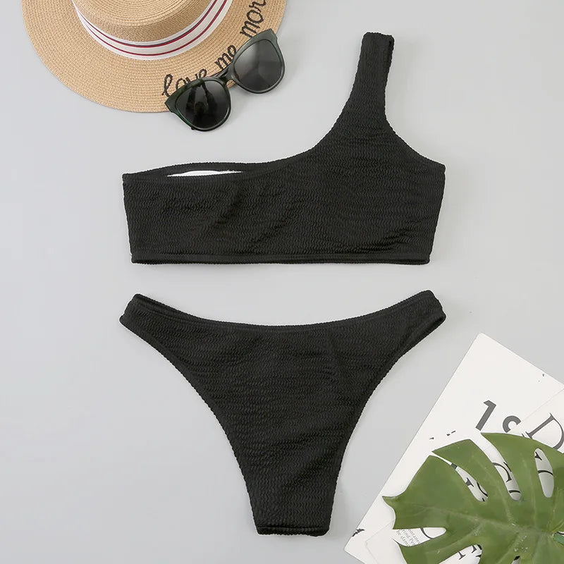 White Micro Bikini 2024 Brazilian Biquini One Shoulder Thong Swimsuit Women High Cut Bathing Suit Swimwear Female Summer Beach