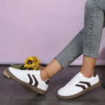 Plus Size 44 Women's Stripe Flats Fashion Lace Up Platform German Training Shoes Women Comfortable Non Slip Low Top Sneakers