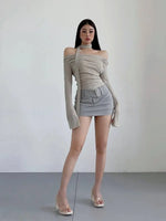 WOMENGAGA Spicy Girl Wide Belt Low Waist Short Skirt Women Safety Skorts Mini Short Skirt Summer New Half Skirt Fashion AH7O