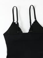 2026 Strappy Swimsuit One Piece Drawstring V-neck Swimwear Women Sexy Black Bathers Bathing Swimming Swim Suit Female Beachwear