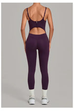 Women's Seamless Yoga Jumpsuits Sports Gym Fitness Backless Sleeveless Hip-lifting Pants One-piece Training Workout Bodysuits