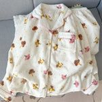 Plus Size Fluffy Winter Pajamas Women's Home Clothes Set Thickened Warmth Sleepwear with Running Dogs Design Cozy Indoor Suit
