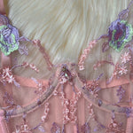 Toucheart Sexy Lingerie Embroidery Printing Bra Garters Set For Women Mesh See- Through Hollow Out Exotic Sexy Underwear Suit