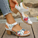 Women's Peep Toe Hihg Heel Sandals 2026 Gladiator Shoes Chunky Heel Platform Women's Sandals Flower Ladies Heeled Shoes