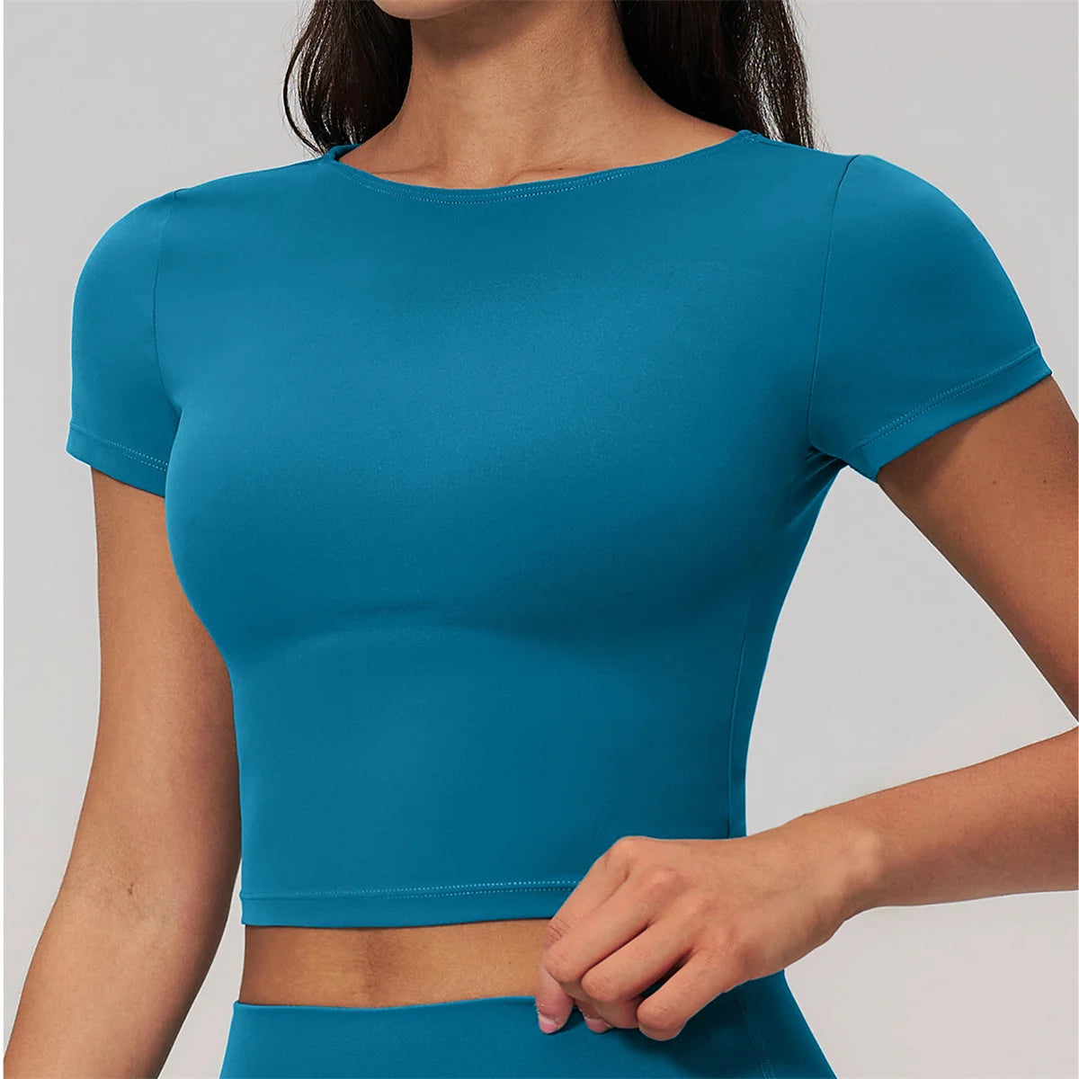 Brushed Yoga T Shirts Women Short Sleeve O Neck Slimming Sports Top Breathable Gym Running Fitness T-shirt Workout Clothes