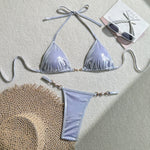 PU Faux Leather Halter Mini Thong Bikini Women Swimwear Female SwimsuitTwo-Pieces Bikini Set Bather Bathing Suit Swim V5206W