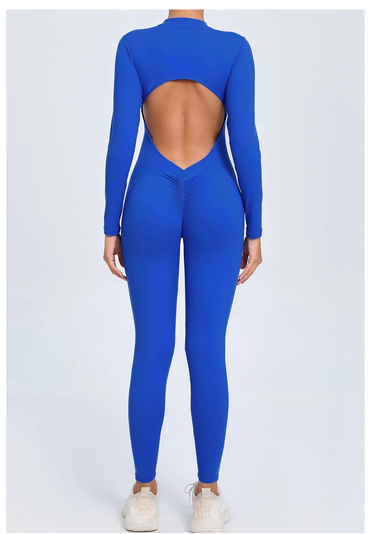 Women Sportwear Yoga Jumpsuit Zip Long Sleeve Back Open Outfit Fitness Tracksuit Tight One-piece Gym Overalls Sports Bodysuit