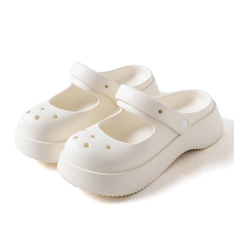 Fashion Mary Jane Garden Shoes Woman Platform Slippers Cute DIY Thick Sole Girls Summer Indoor Beach Slides Ladies Footwear