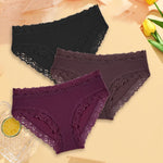 3Pcs Sexy Cotton Lace Panty Women Low Waist Panties Underwear S-XL Solid Color Ladies Briefs Lingere Underware Comfortable Women