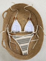 DEKA Beige Knitted Striped Bikini Set 2026 Triangle Swimwear Women Circle Strap Push Up Bra Bandage Thong Swimsuit Bathing Suit