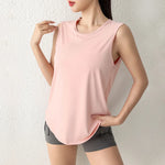 Women's Loose Quick-Dry Sports Tank Top New Yoga Training Vest Sleeveless Fitness Summer Top Running Exercise Cover-Up