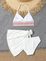 Girls 3pack White High Waist Bikini Sets with Skirts Kids Swimsuit 7-12 Years Children's Swimwear 2026 Cute Bathing Suit Teens