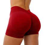 Women's Seamless Yoga Shorts Scrunch Butt Gym Shorts Booty Running Low Waist Sports Shorts Workout Leggings V Hip Fitness Pants