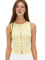 Women’s Summer Slim Fit Vest Striped Print Tank Tops Trendy Sleeveless Scoop Neck Button Down Tops
