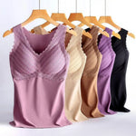 Seamless Velvet Lining Thermal Vest V-Neck Sleeveless Chest Pad Underwear Vest Autumn Winter Warm Bottom Vest
