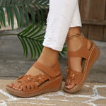 Womens Flower Wedge Sandals 2026 Summer PlatformChunky Heel Open Toe Beach Shoes