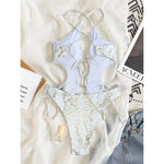 XS - L New Snake Skin U Neck Cut Out One Piece Swimsuit Women Swimwear Female Cross Back Monokini Bather Bathing Suit Swim V7990