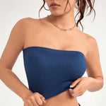 Quick-drying Cropped Top Women Ribbed Vest Anti-slip Bandeau Strapless Sleeveless Backless Tank Top Sweat Absorption